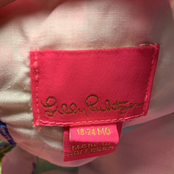 Lilly Pulitzer Pink and Blue Floral Toddler Kids Bubble Dress Size 18-24 M - Picture 4 of 4